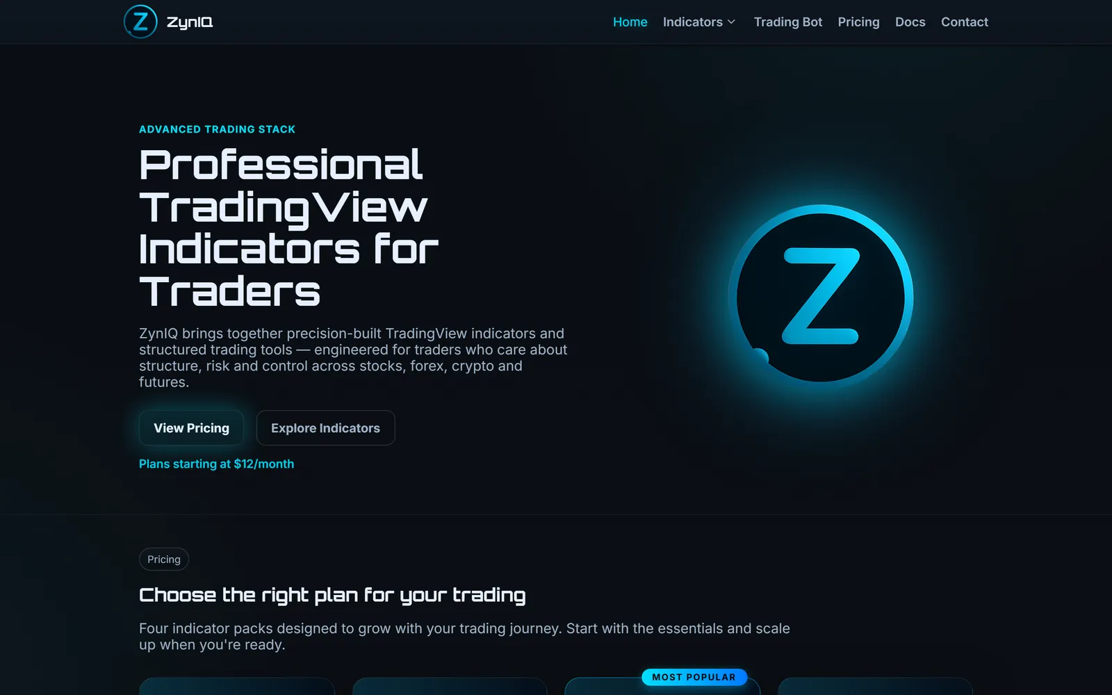 ZynIQ — trading tools web product, live in production