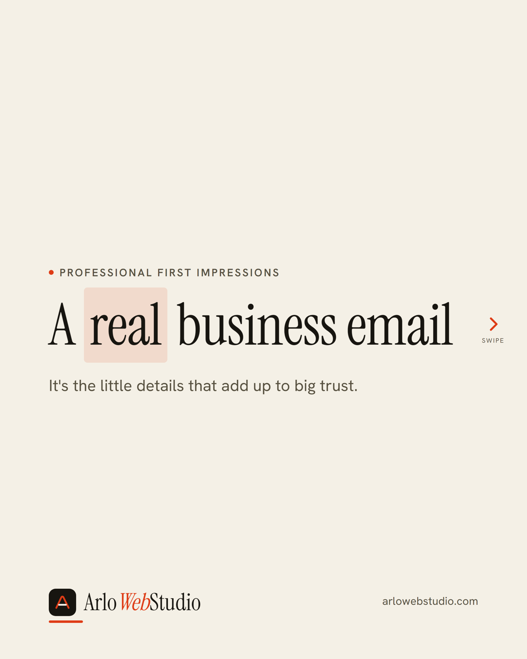 Carousel: why a real business email address matters (slide 1)